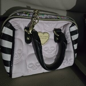 Betsey Johnson Black and Pink Skull Mini Bag